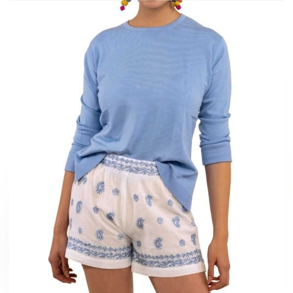 Gretchen Scott Designs Pants - Gretchen Scott Dynasty Hand Embroidered Shorts Periwinkle Size Medium